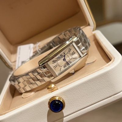 Cartier Tank Quartz Movement 316L Steel Scale Bracelet 19*35mm Smooth Bezel Watch